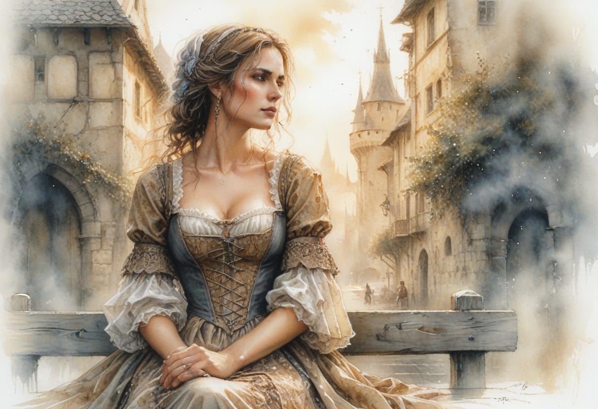 Watercolour portrait outpainted