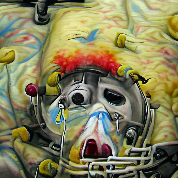Crying Clown in Iron Lung: Detailed Painting