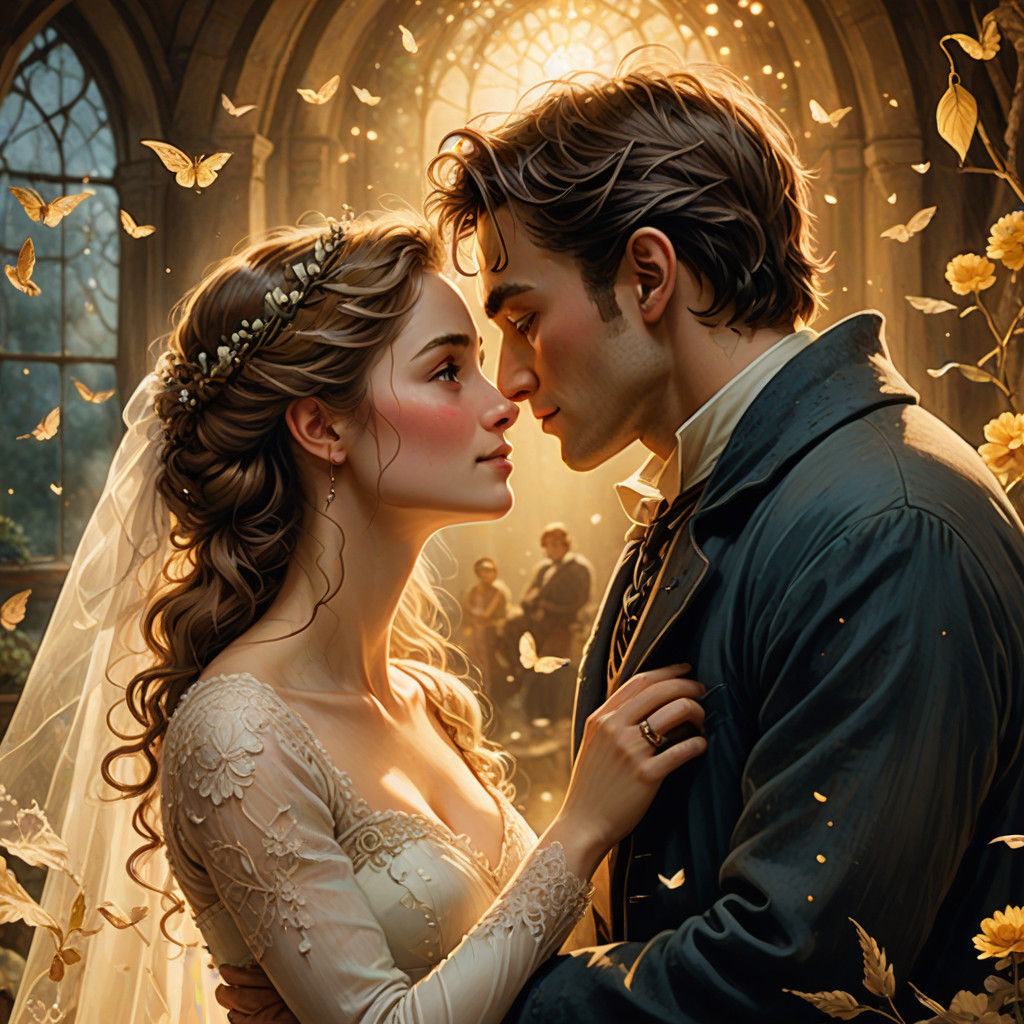 Charming Whimsical Wedding Moment in Dreamy Fantasy Style