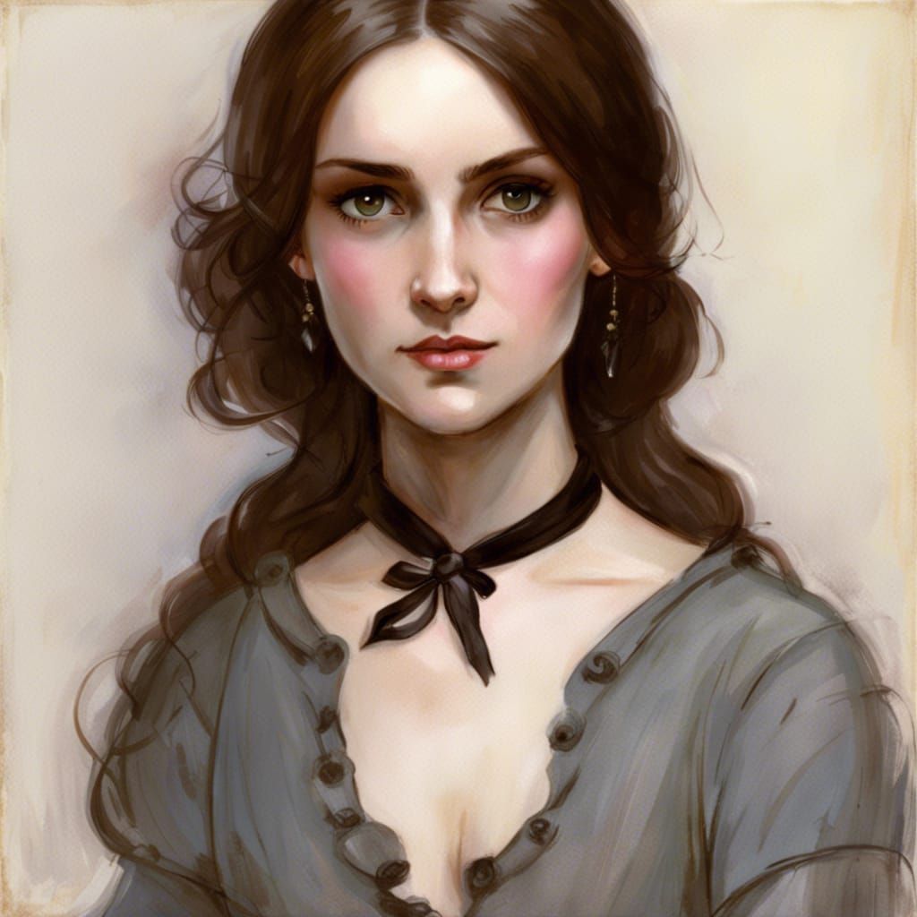 Enchanting Witch Stirring Cauldron, Classical Style