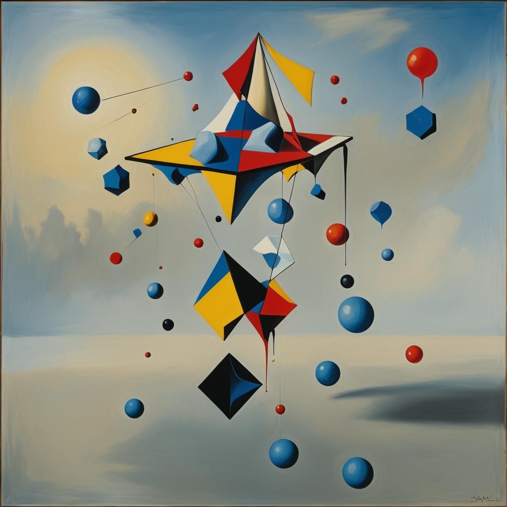 Surreal Geometric Shapes in Primary Colors