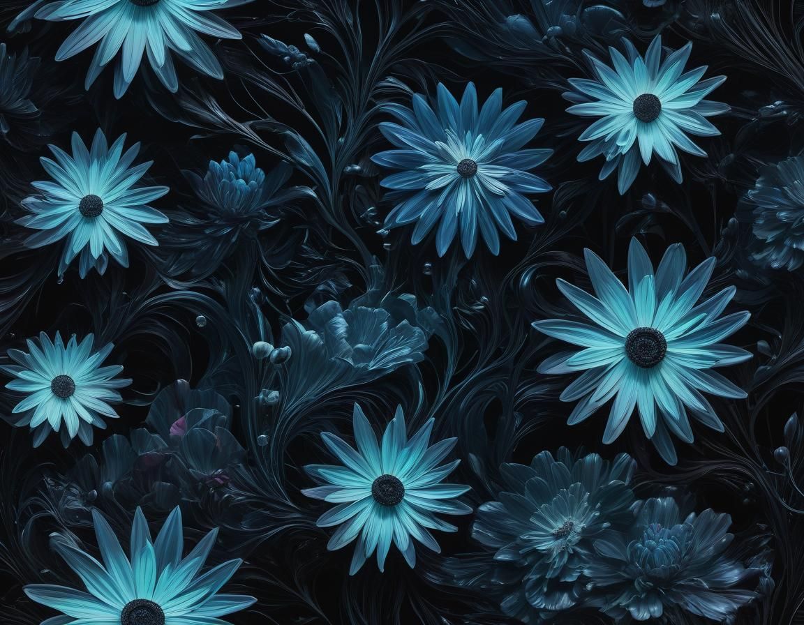 Ethereal Abstract Floral Art in Spacecore Style