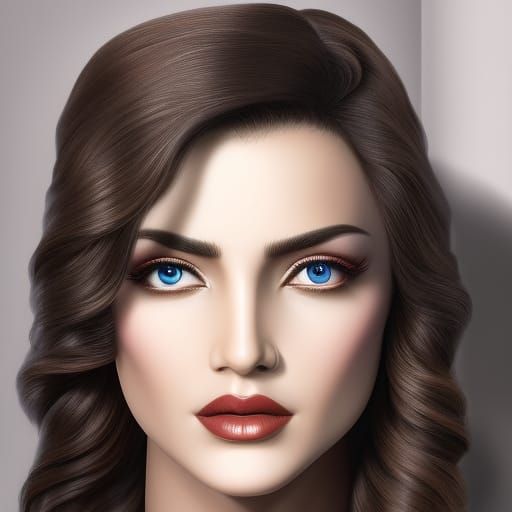 Beautiful Woman Portrait with Airbrush and 3D Shading