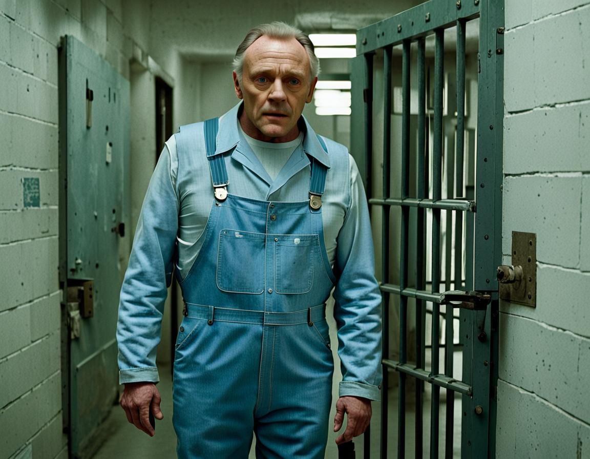 Hannibal Lecter in Overalls: Prison Cell Portrait
