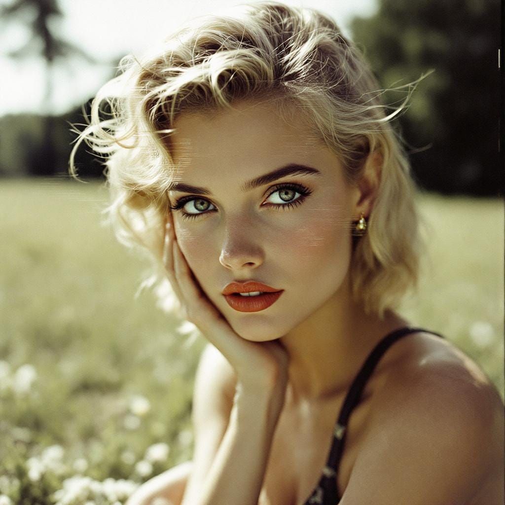 1950s Pin-Up in Glitch Art Style