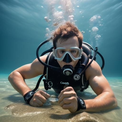 Scuba Diver Sinking in Quicksand: Professional Photography