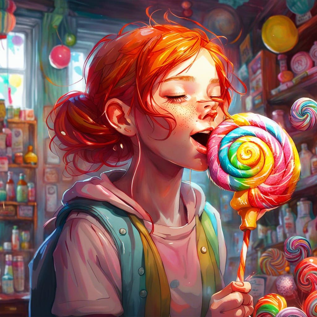 Ginger Girl's Sweet Joy: Hyperrealistic Fantasy Art