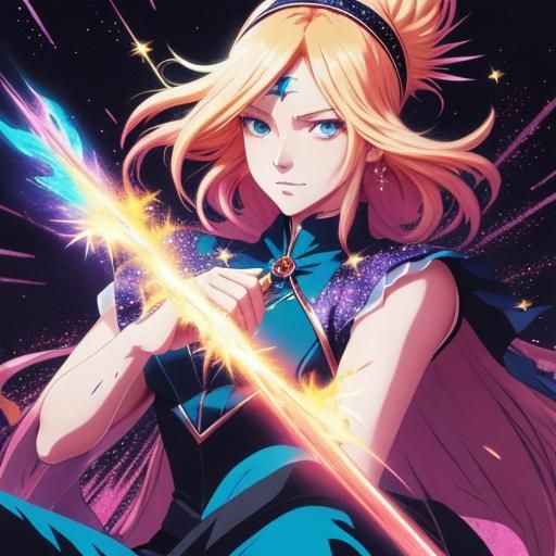 Anime Tarot Reader with Phoenix Headband in Studio Trigger S...