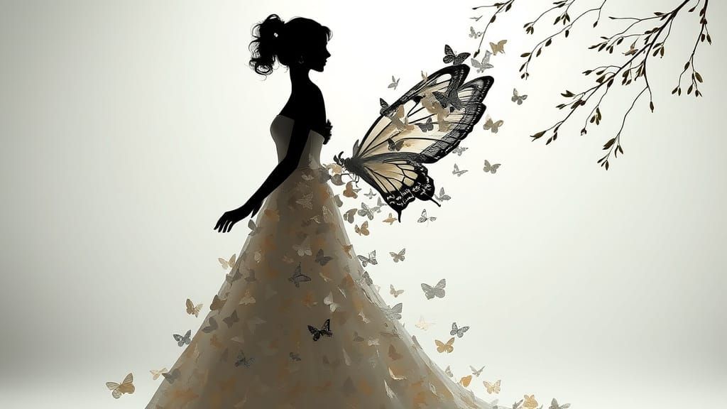 Butterfly Gown Silhouette in Pastel Hues