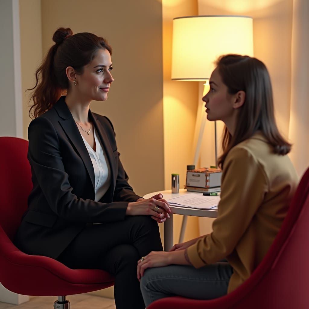 Psychologist with Client in Fantasy Concept Art Style