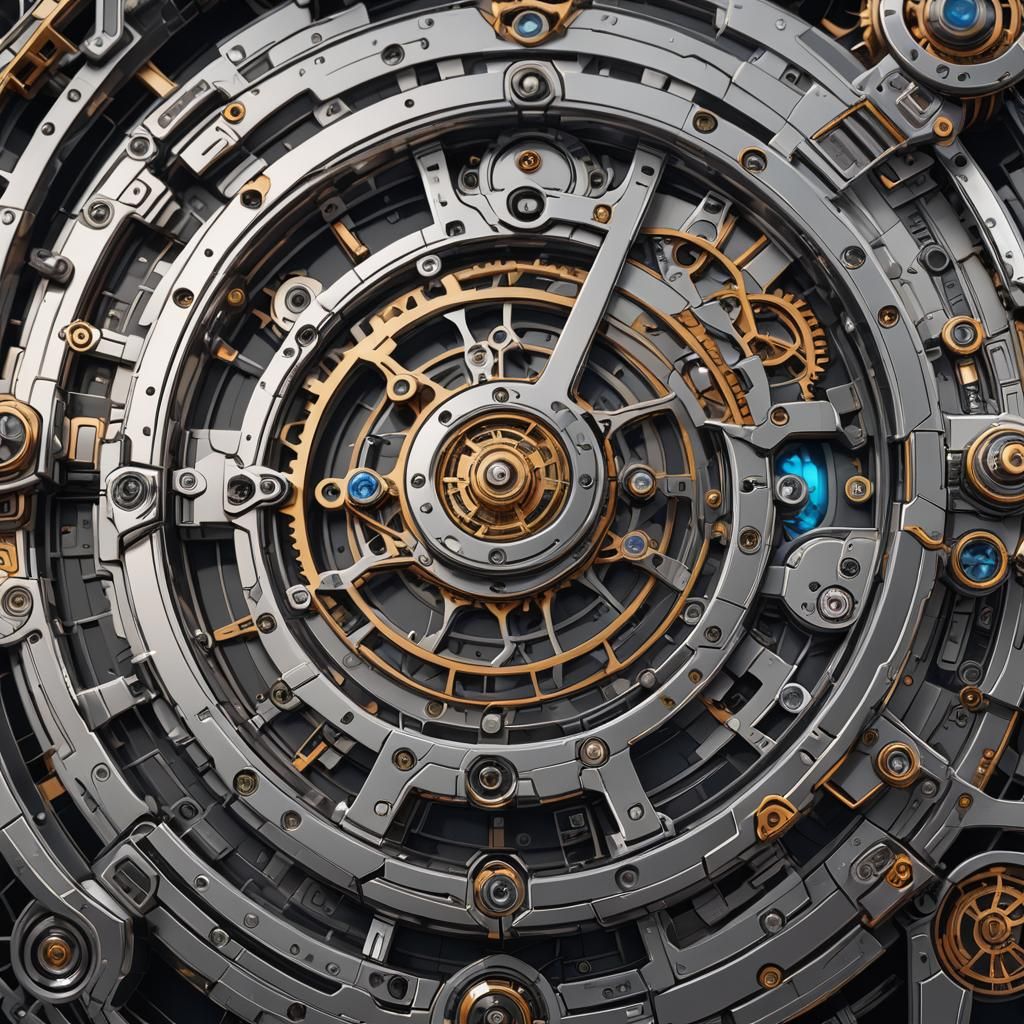 Futuristic Timepiece with Intricate Sci-Fi Details