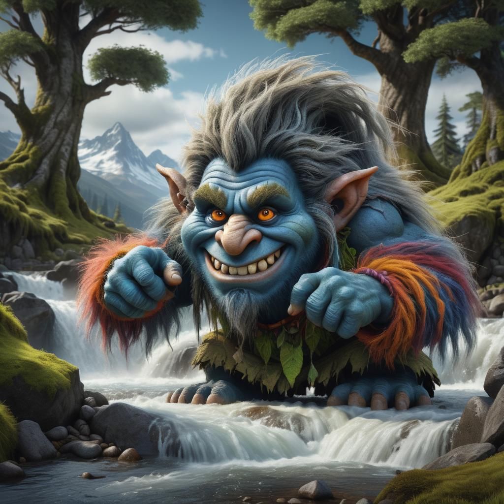 Detailed Troll Portrait in Hyperrealistic Style