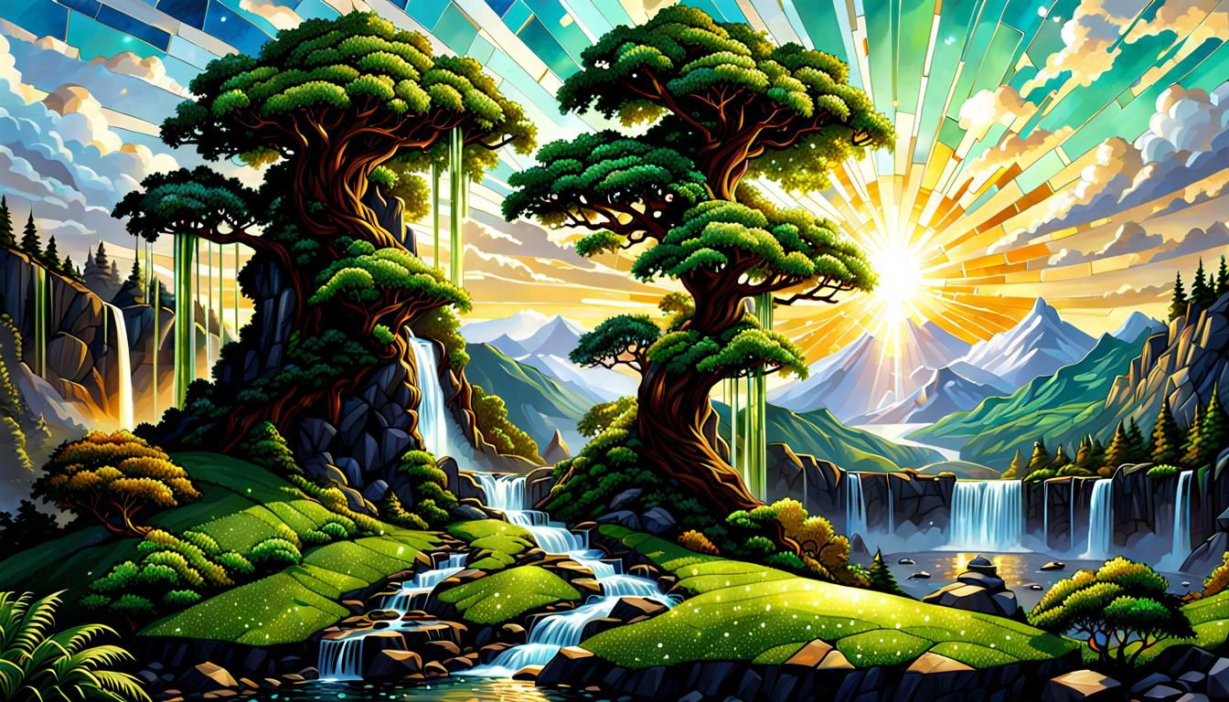 Dazzling Mosaic Waterfall Gemstone Wall Art