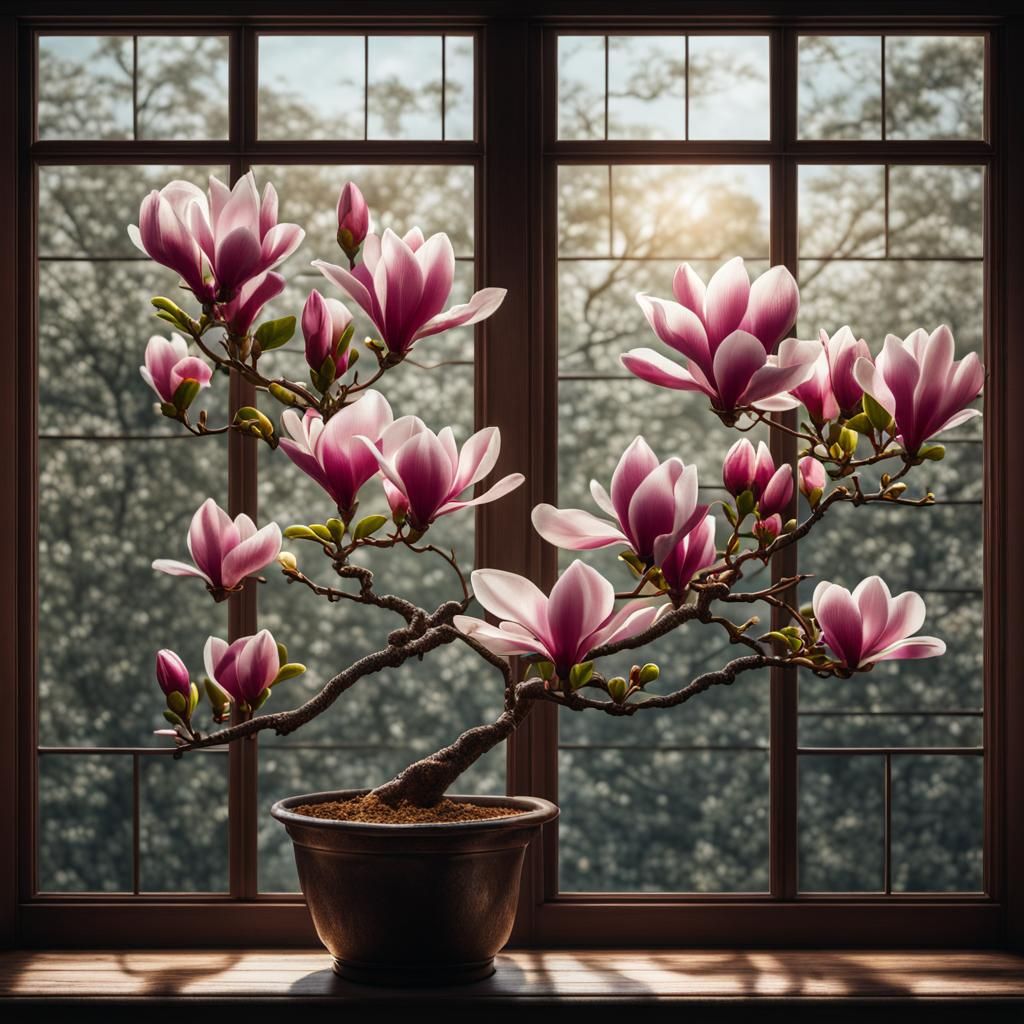 Flowering Magnolia Tree Concept Art in 8K