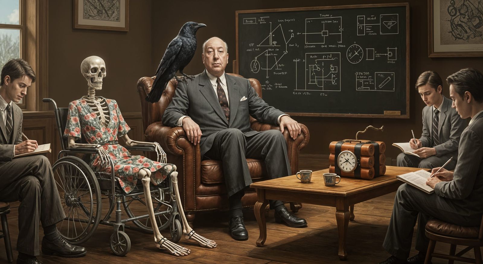 Hitchcock Teaches Suspense With Crow and Skeleton