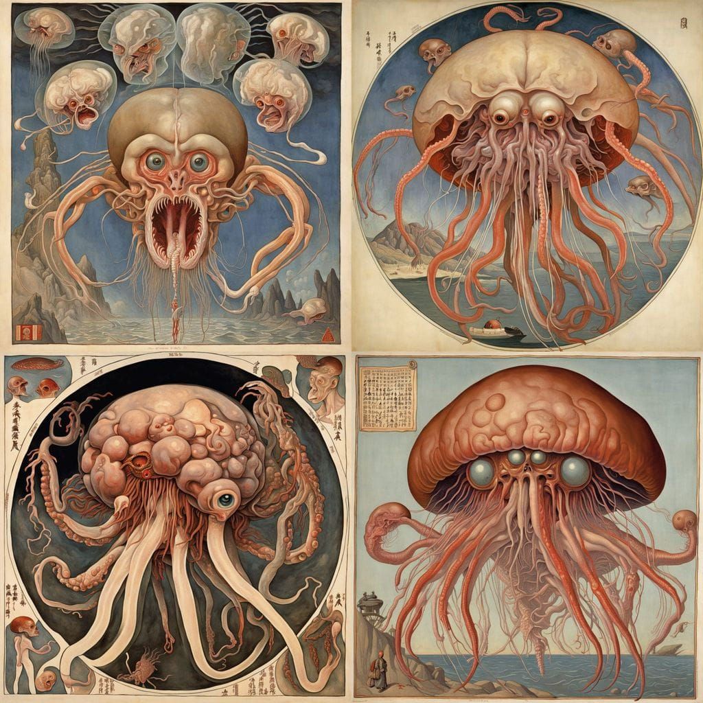 Surreal Macaque Homunculus with Internal Organs