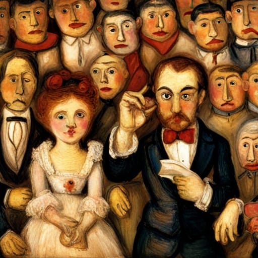 Puppets Held in Hands, Inspired by Ensor and El Greco