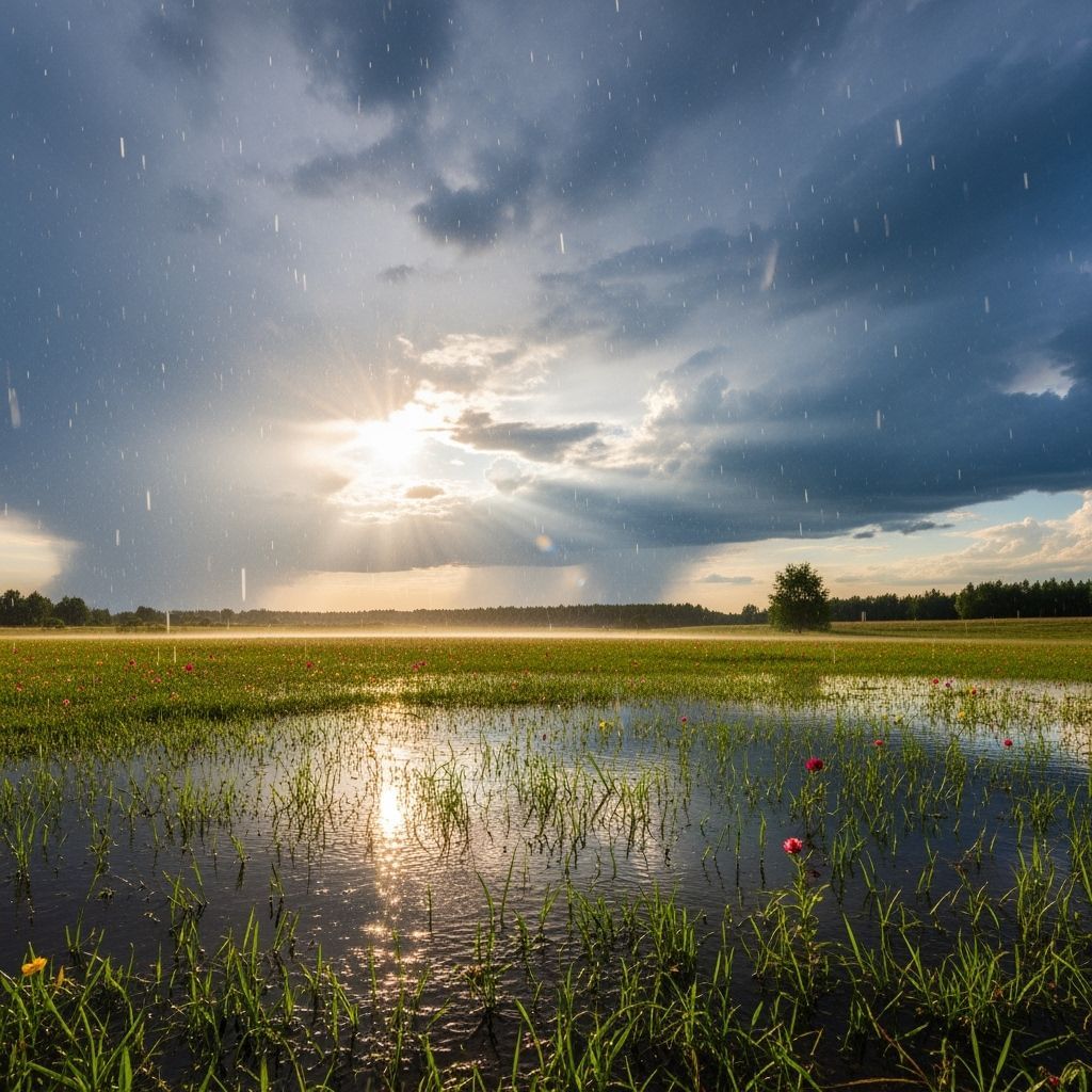Summer Rain and Sunshine in Warm Weather