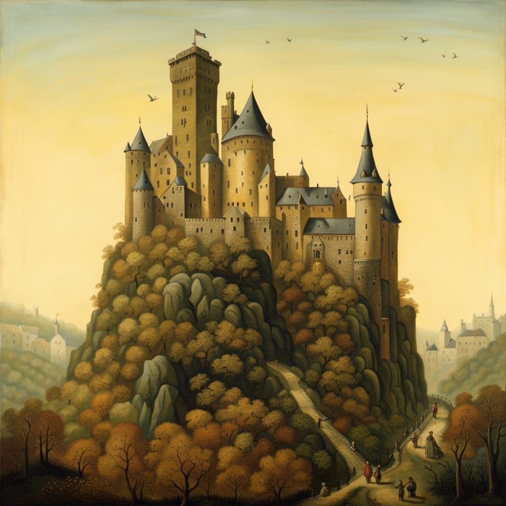 Castle of Bouillon, Ardennes by Hieronymus Bosch : Damien Hirst : Banksy : Naoto Hattori and Anton Pieck : strange creat...