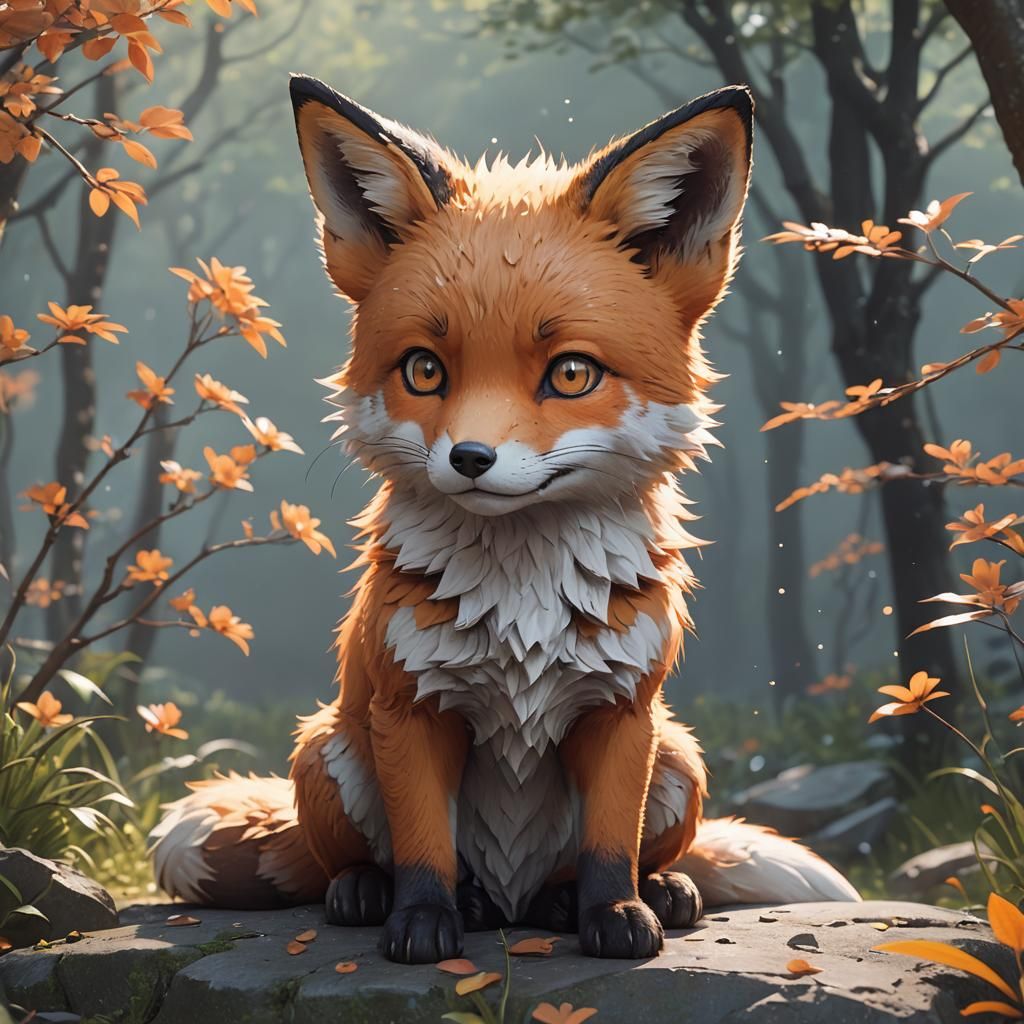 Sad Fox in 3D Anime Art Style