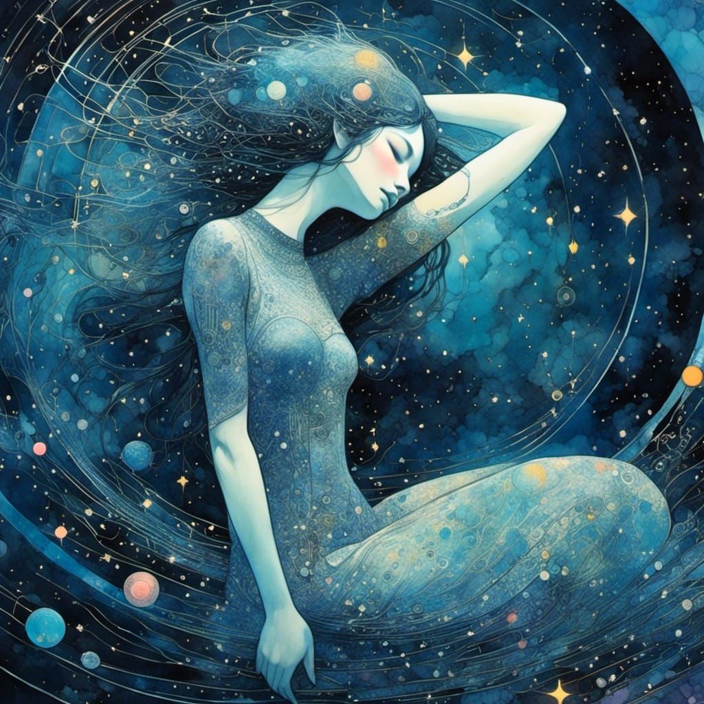 Goth-Punk Android in Neon Cosmos