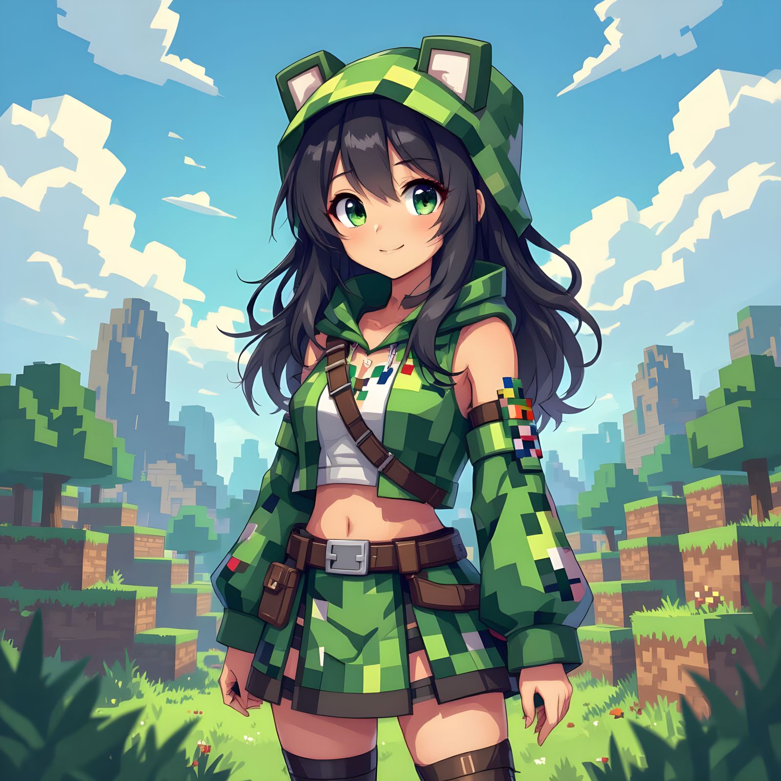 Minecraft Anime Girl in PNG Format