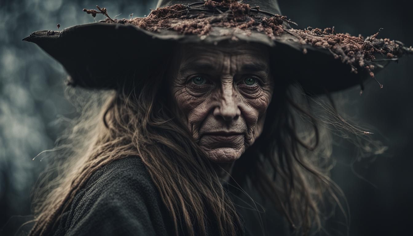 Beautiful Witch Flying to Witches' Gathering