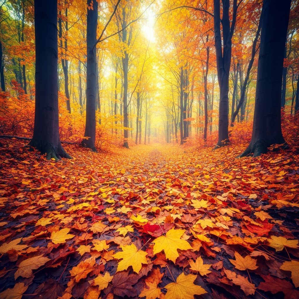 Psychedelic Autumn Forest with Ethereal Glow