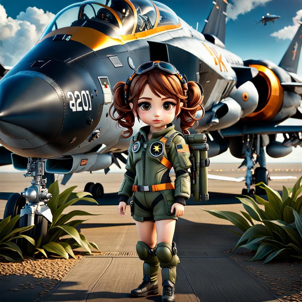 Chibi fighter pilot