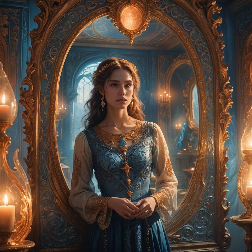 Magic Mirror Reveals Hideous Reflection: Fantasy Art