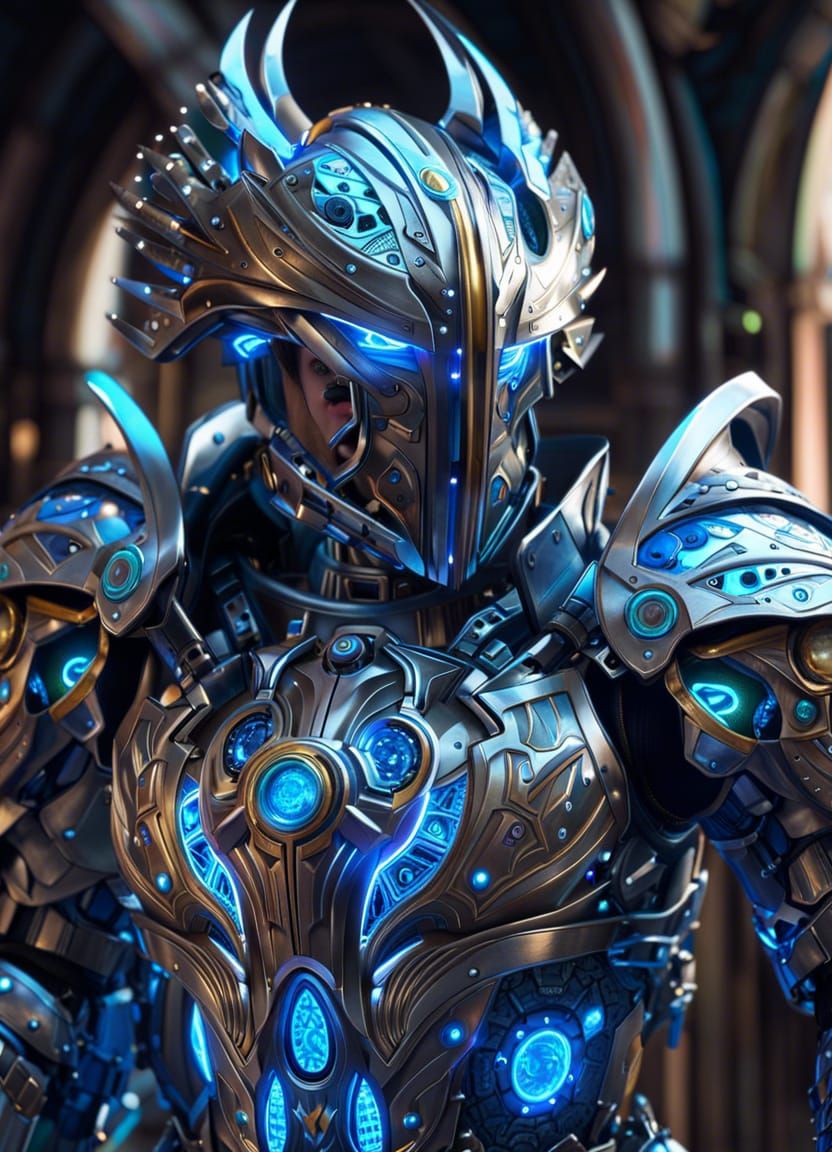 Cyborg Warrior in Fractal Clockwork Plasteel Armor
