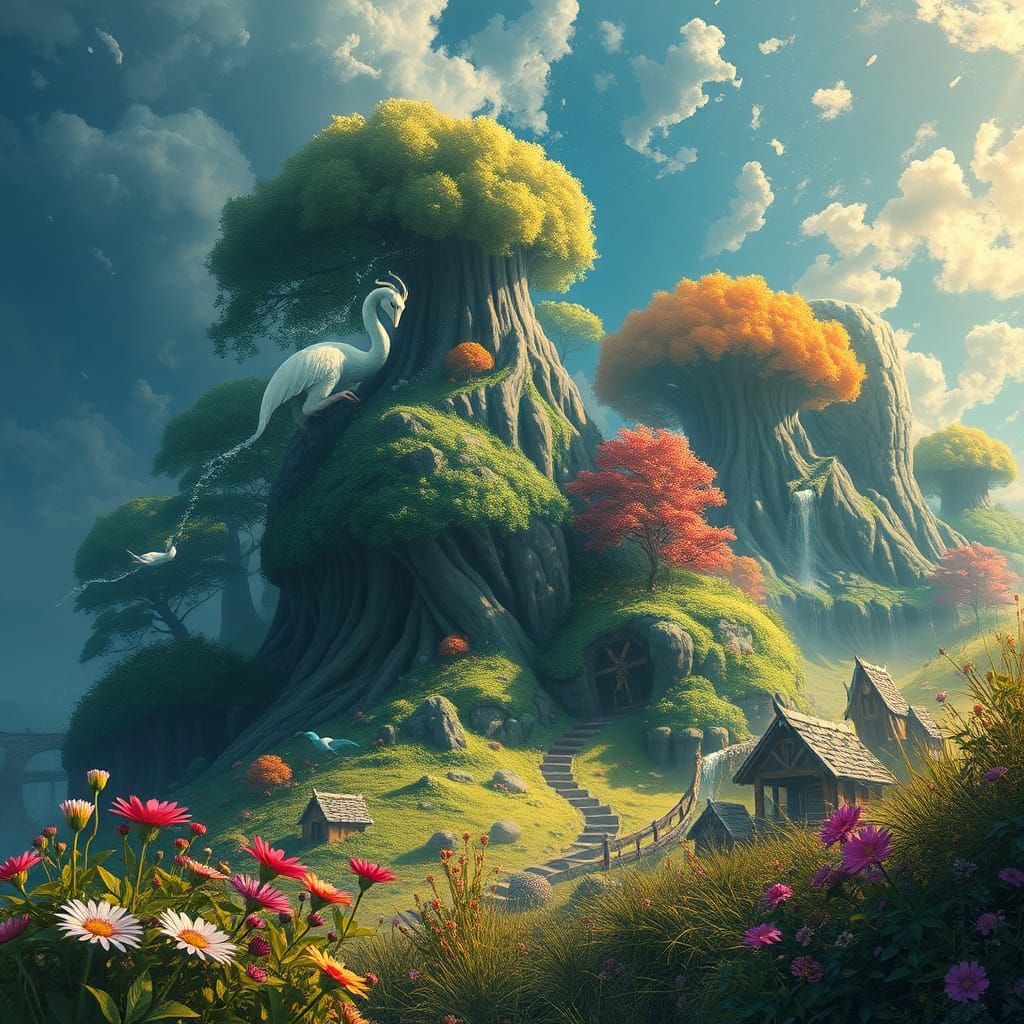 Joyful Nature Illustration in Fantasy Concept Art Style