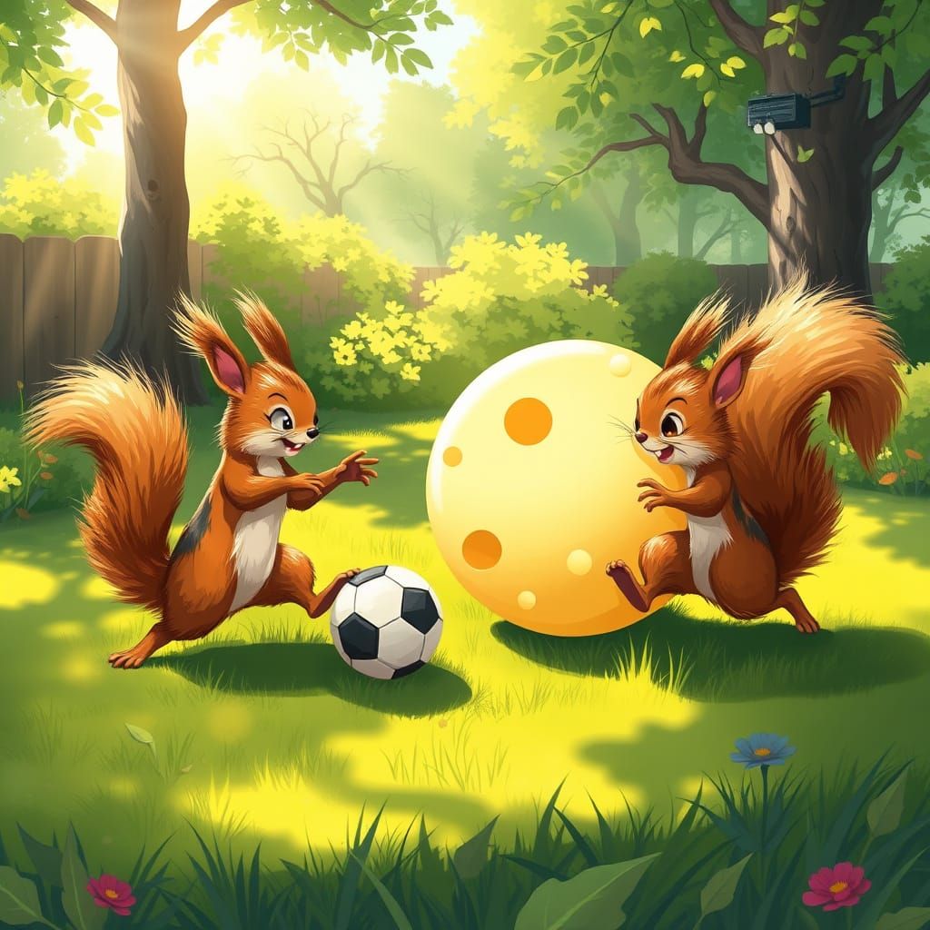 Squirrels Play Soccer With Giant Cheese Ball
