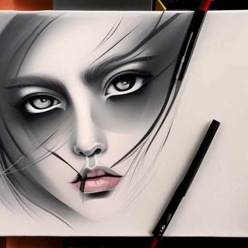 Intricate Charcoal Line Art on Linen Canvas