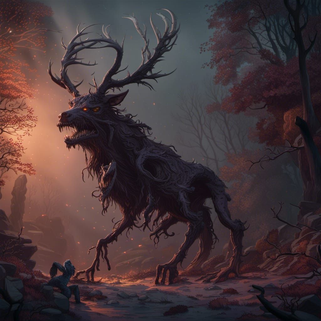 Terrifying Night Creature: Wendigo Concept Art