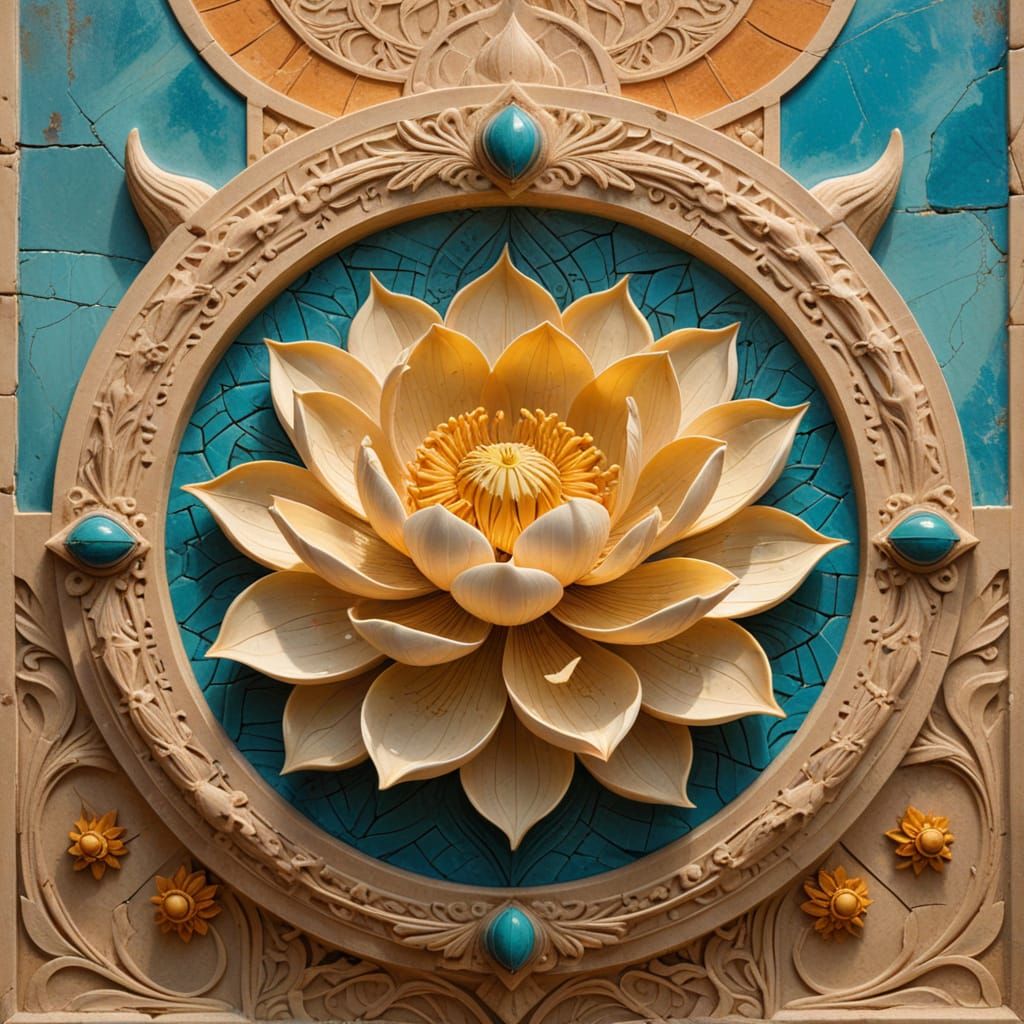 Sacred Lotus in Ancient Persepolis Splendor