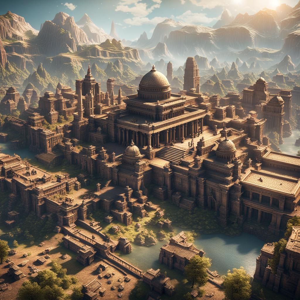 Ancient Cities Displayed in High-Tech Museum, 3D Render