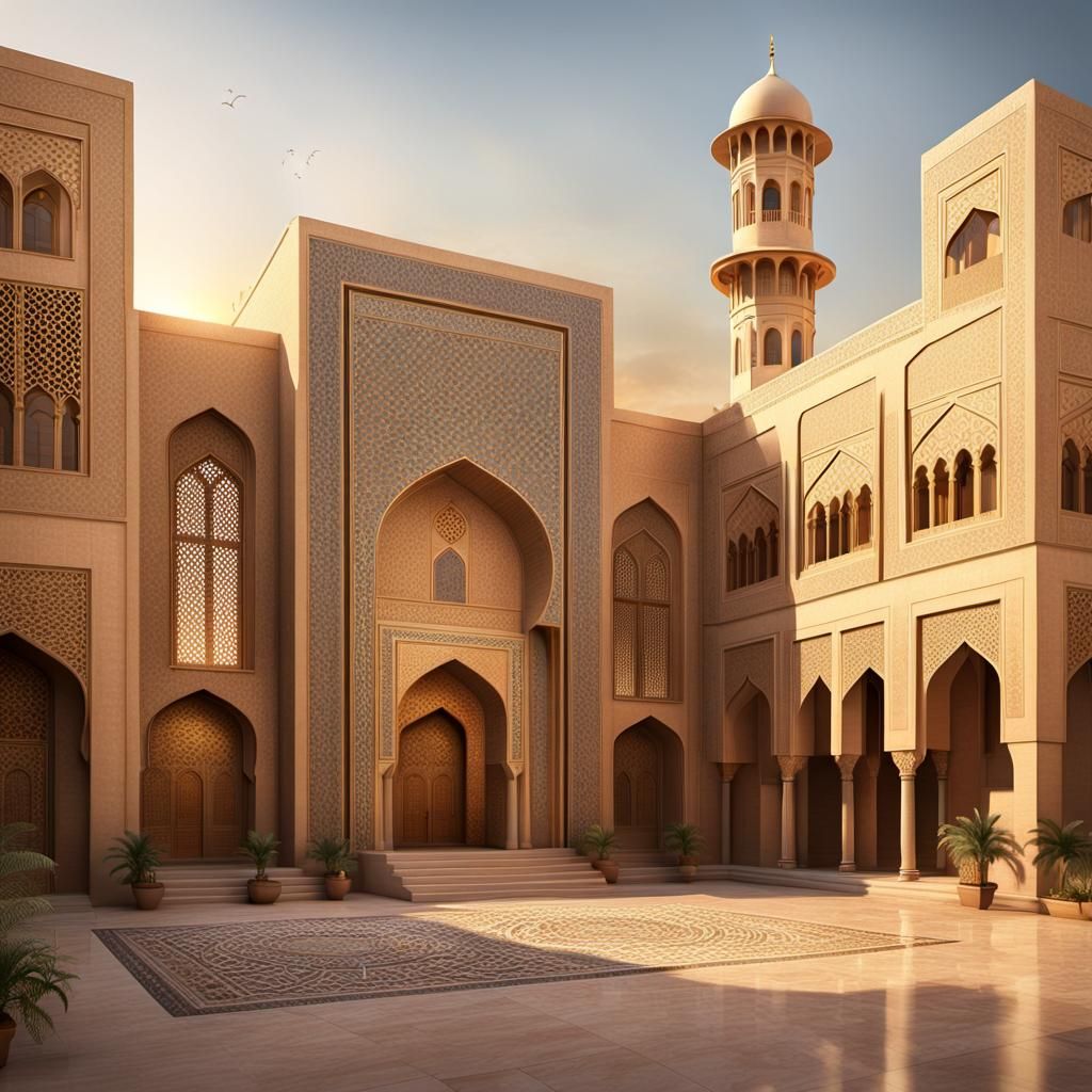 Majestic Islamic Architecture in Baghdad at Dawn