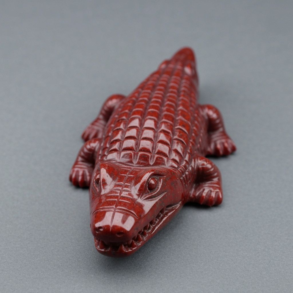 Crocoite Crocodile Talisman Carved by Amazonian Natives