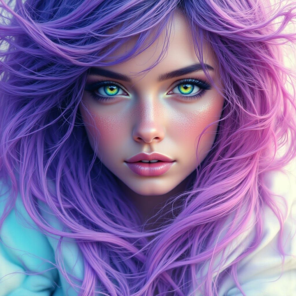 Beautiful Face Emerges from Swirling Paint