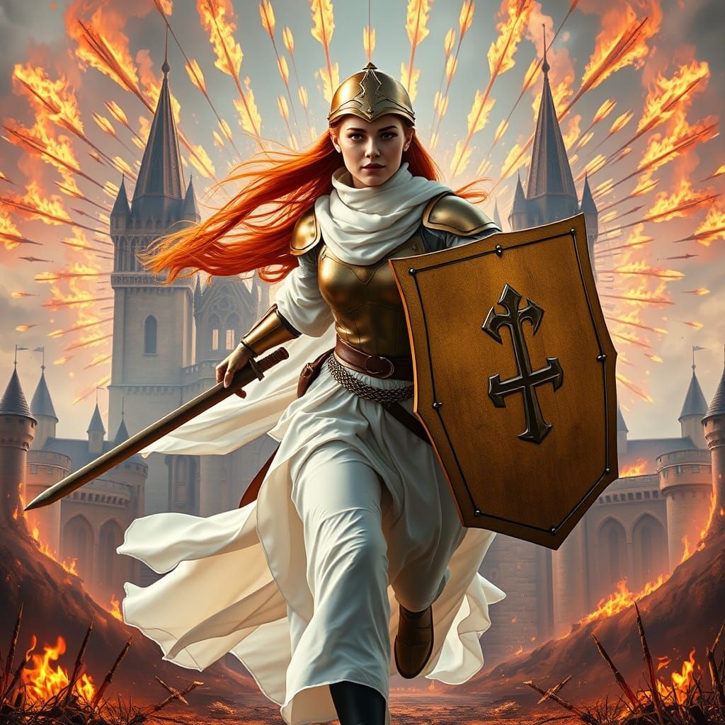 Redhead Queen in Burning Kingdom, Matte Painting