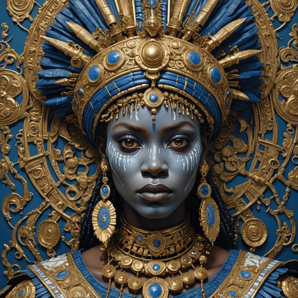 Zulu Girl with Porcelain Skin in Surreal Style
