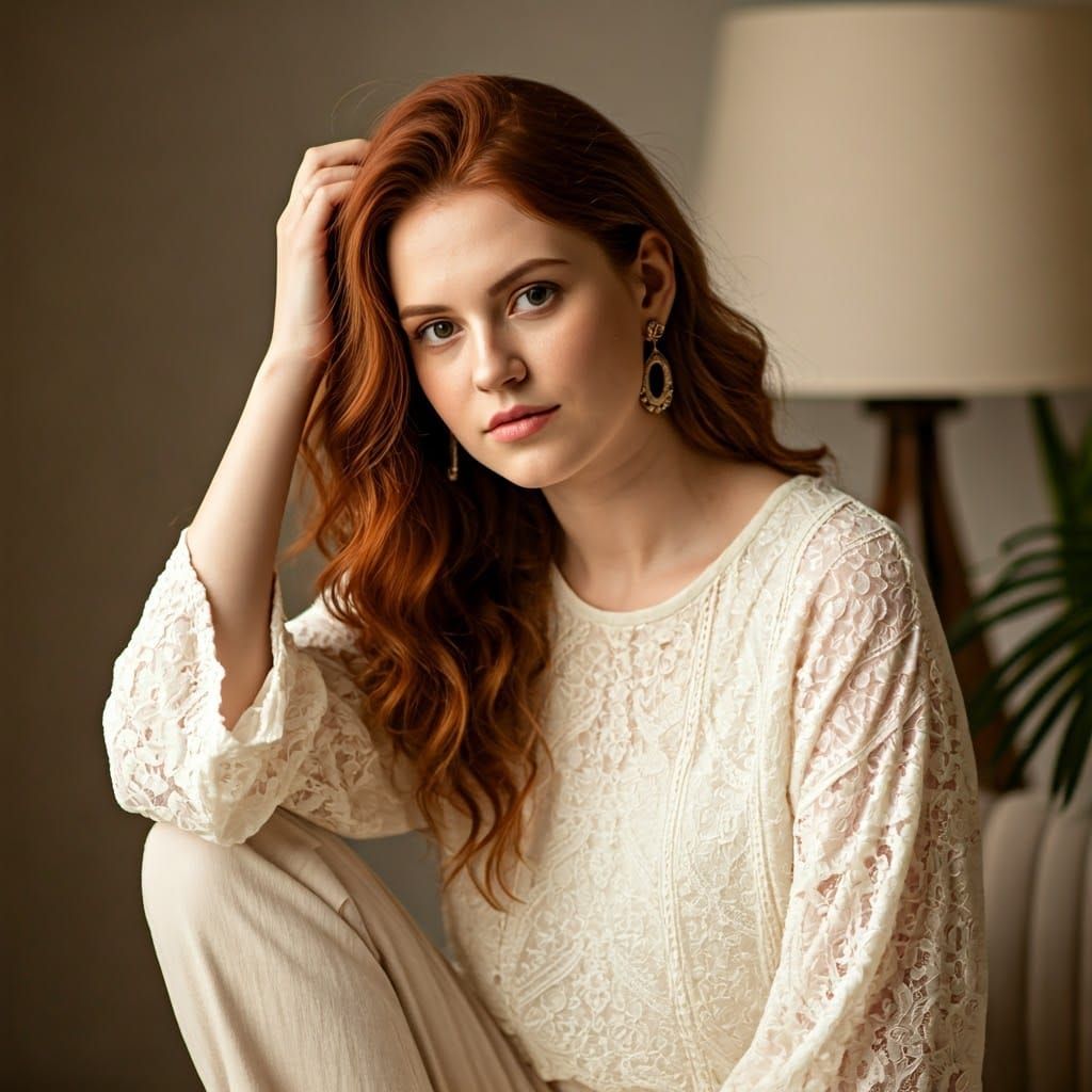 Auburn-Haired Woman in Soft, Ethereal Photo