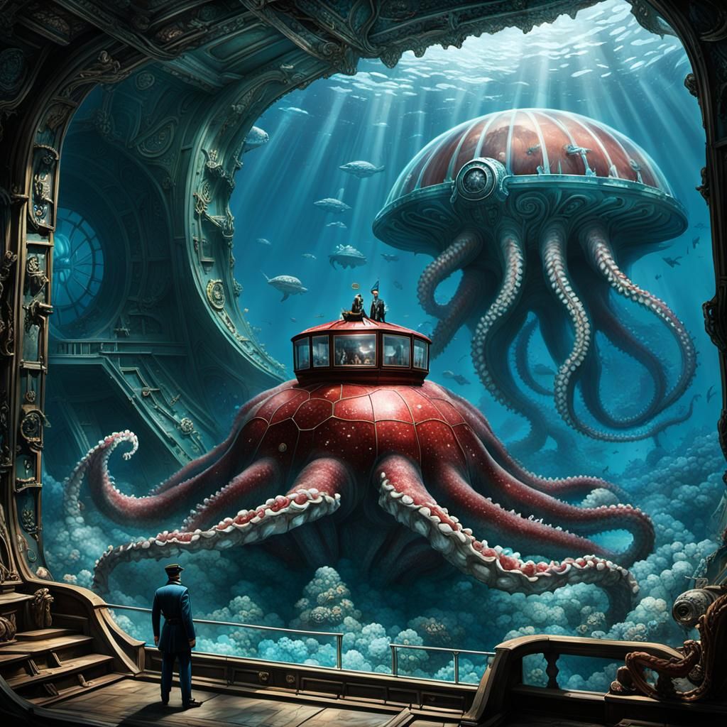 Nemo's Nautilus Overlooking Sunken Atlantis