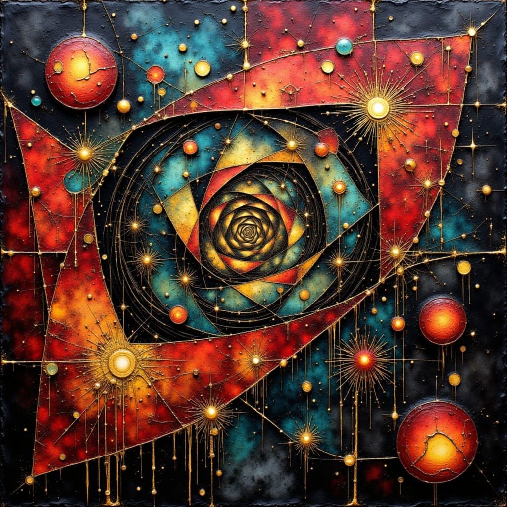 Sacred Geometry Tesseract with Kintsugi Gold Lines