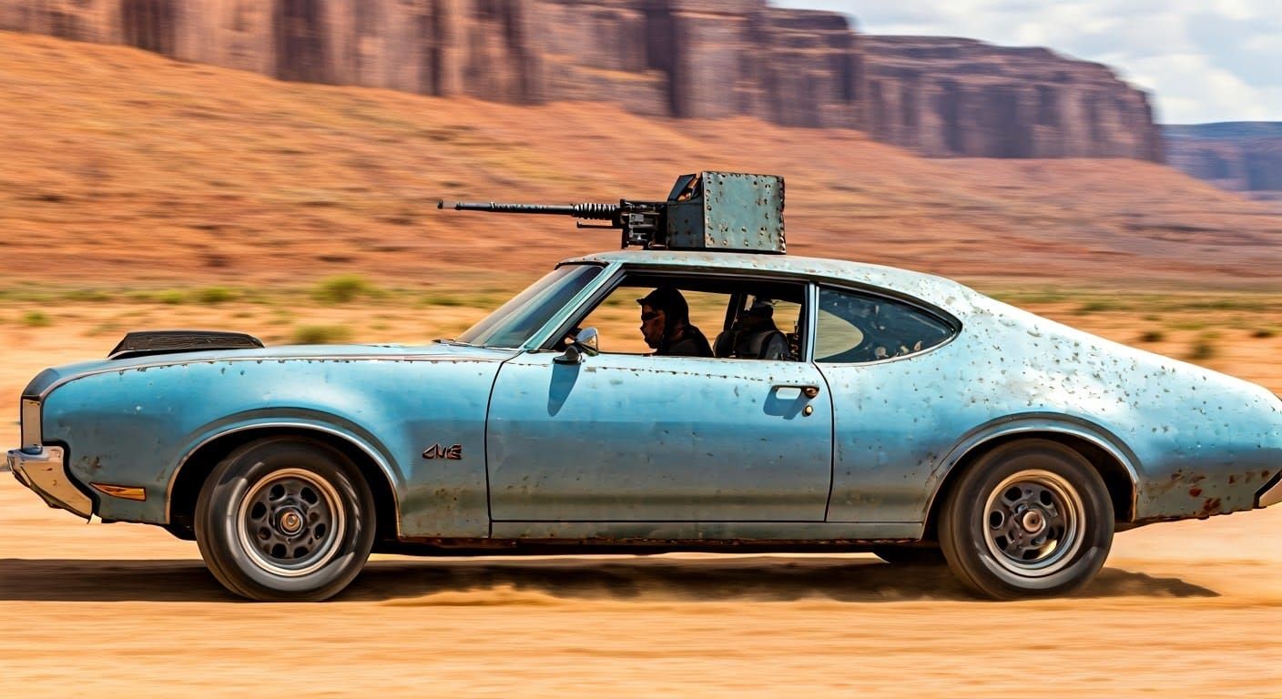 Post-Apocalyptic 1972 Oldsmobile 442 Sandstone Chase