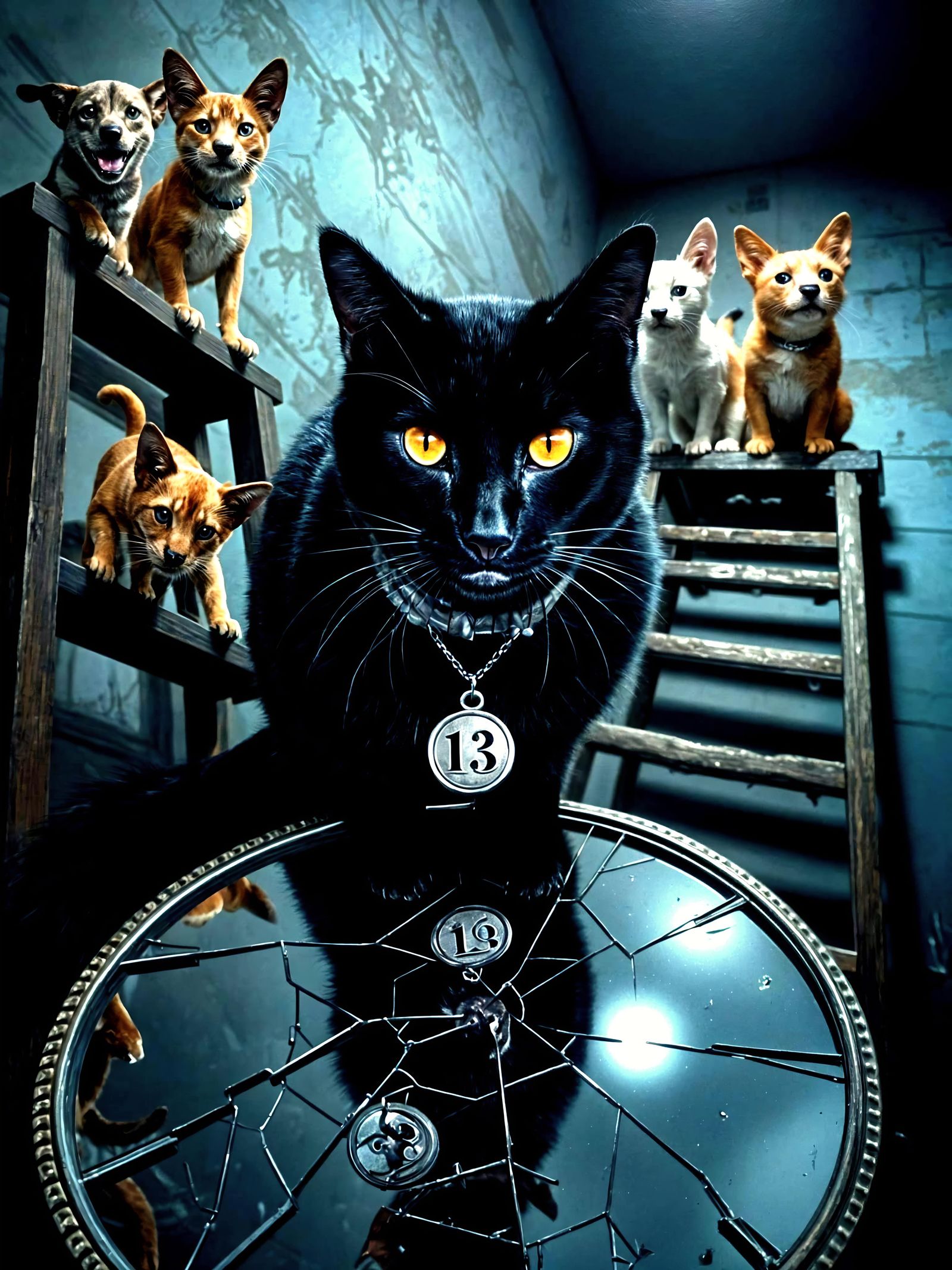 Cursed Cat Illusion with Skunk Reflection