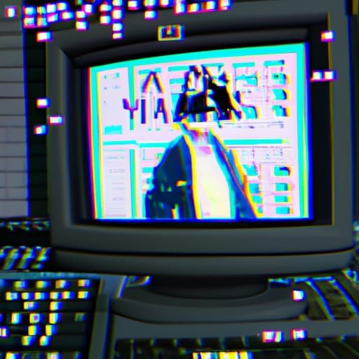 Eerie Hacker Emerges from Screen in Manga Style