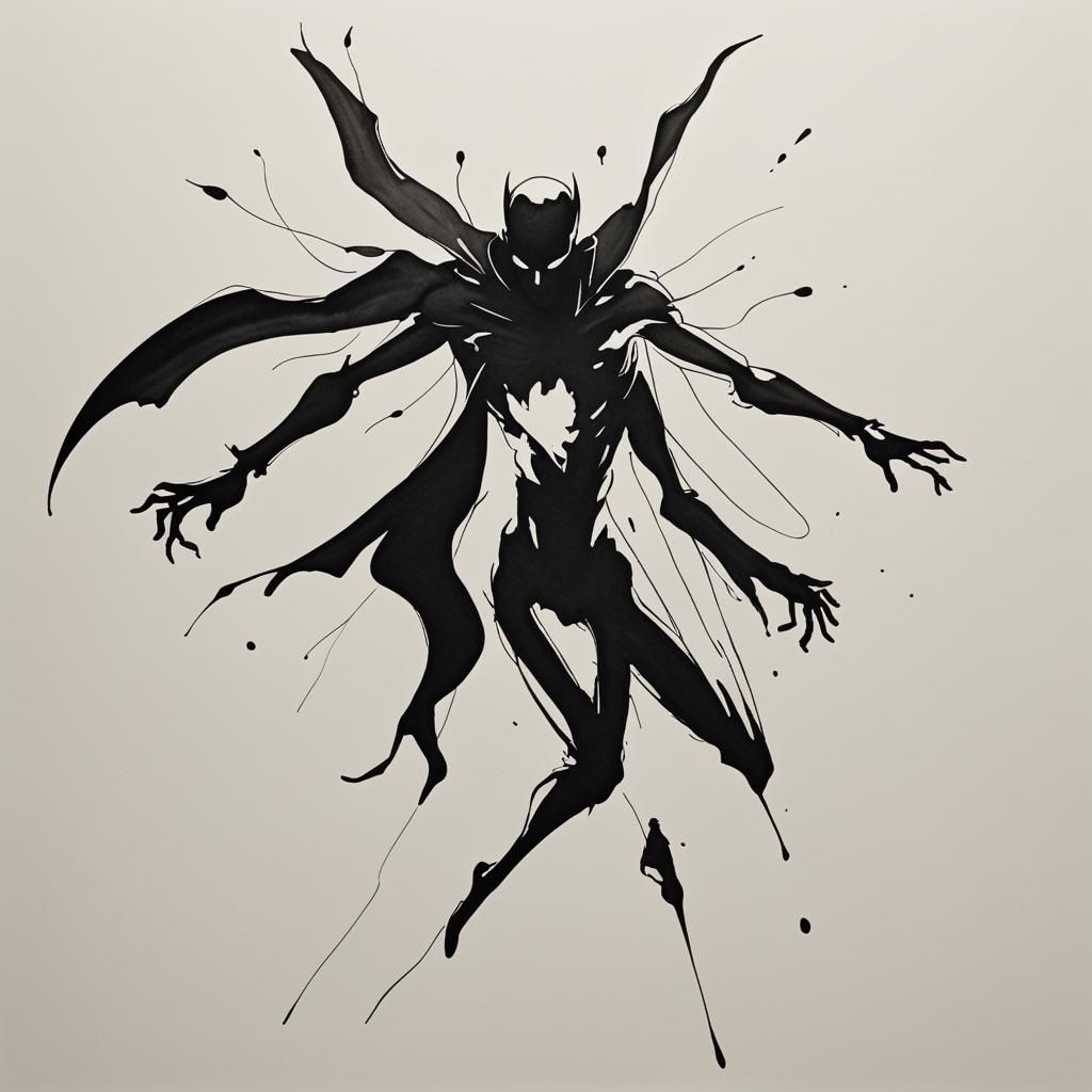 Abstract Ink Drawing: Shadow Vampire Silhouette