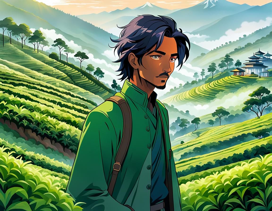 Anime Portrait in Darjeeling Tea Gardens